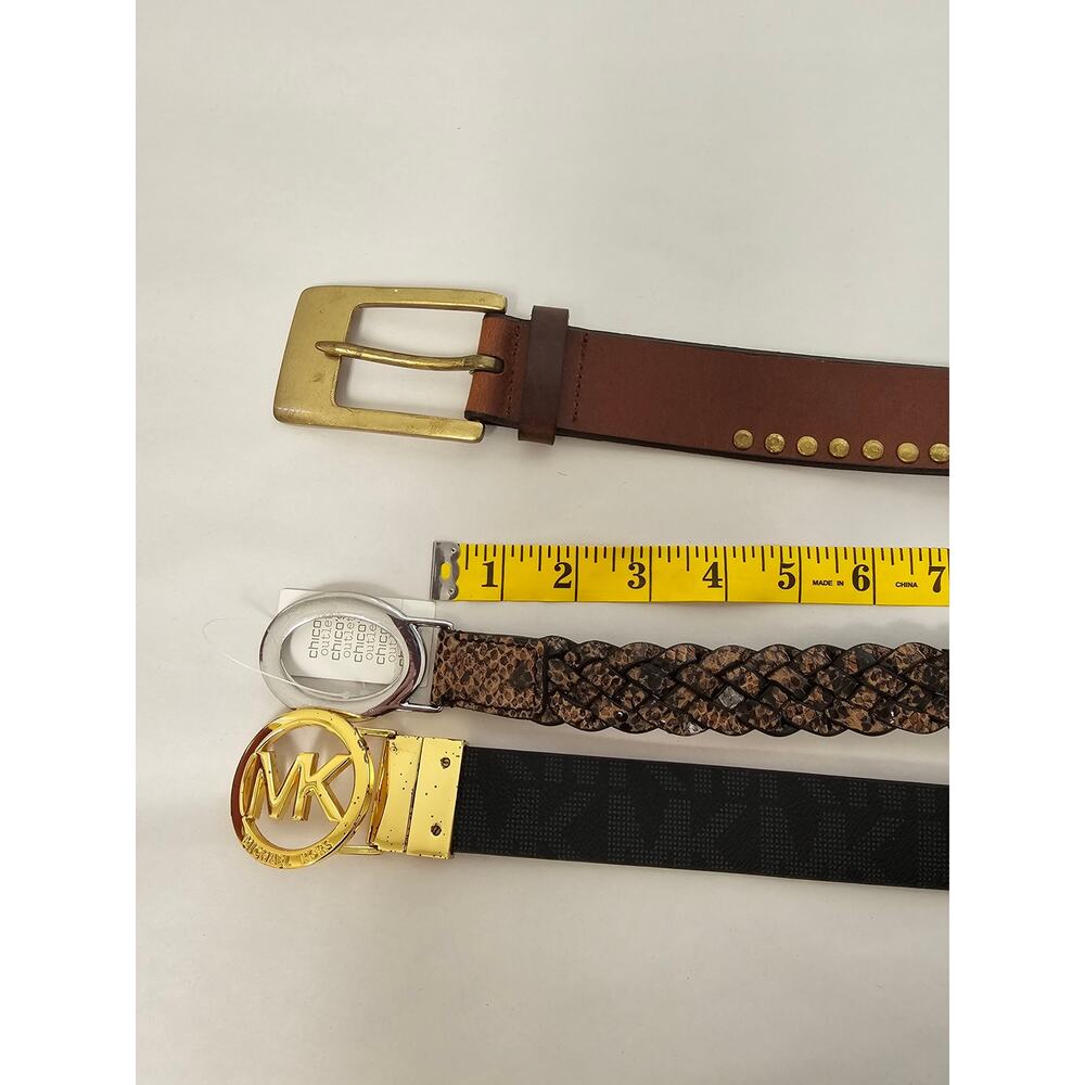 Set of 3 Studded, Patterned, Logoed Designer Belts (M-L) - Picture 4 of 5